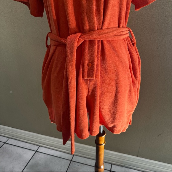 Beach Riot Orange Button-Up Romper - Picture 5 of 12